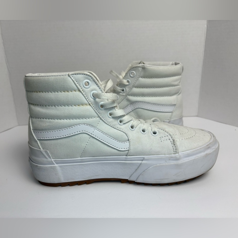Vans Sk8-Hi Platform White Canvas High Top Sneakers Women’s 9 Men’s 7.5 - Picture 6 of 10